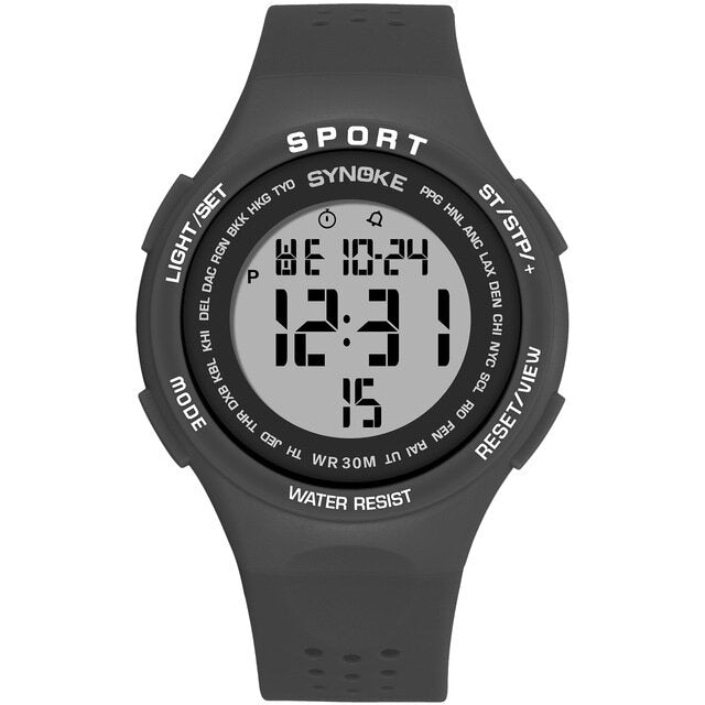 EL Display Silicone Strap Sport Watch 3ATM Waterproof Alarm Student Digital Watch