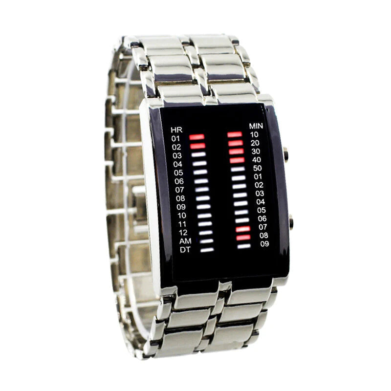 Binary LED Display Men Business Luminous Waterproof Electronic Digital Watches