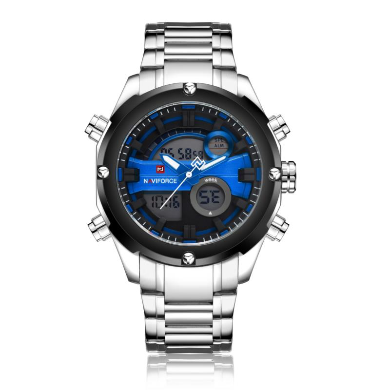 Men Dual Display Watch Luxury Stainless Strap Sport Watch