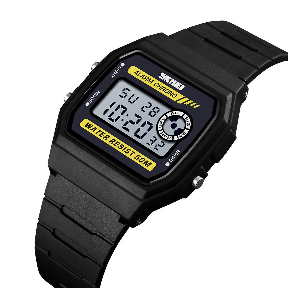 LED Digital Watch Waterproof Chronograph Square Dial Student Watches