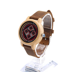 Retro Style Wood Wrist Watches Leather Strap Ladies Watch