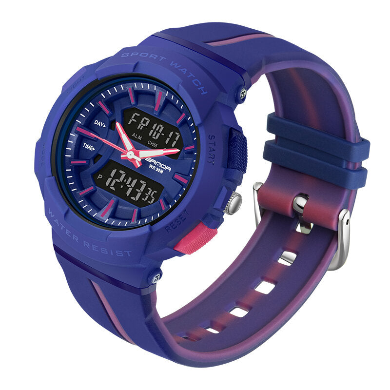 Freash Color Fashion Style Luminous Display Shockproof Dual Display Digital Watch