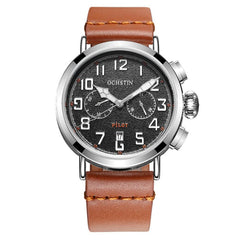 Men's Casual Leather Strap Quartz Watch - Elegant Style