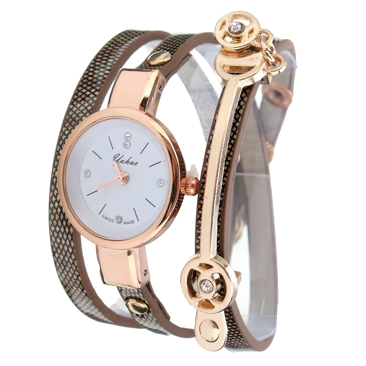 PU Leather Strap Simple Crystal Dial Women Watch Ladies Dress Quartz Watch