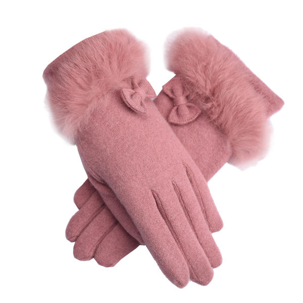 Elegant Women's Wool Gloves - Warm, Windproof, Full Finger Design