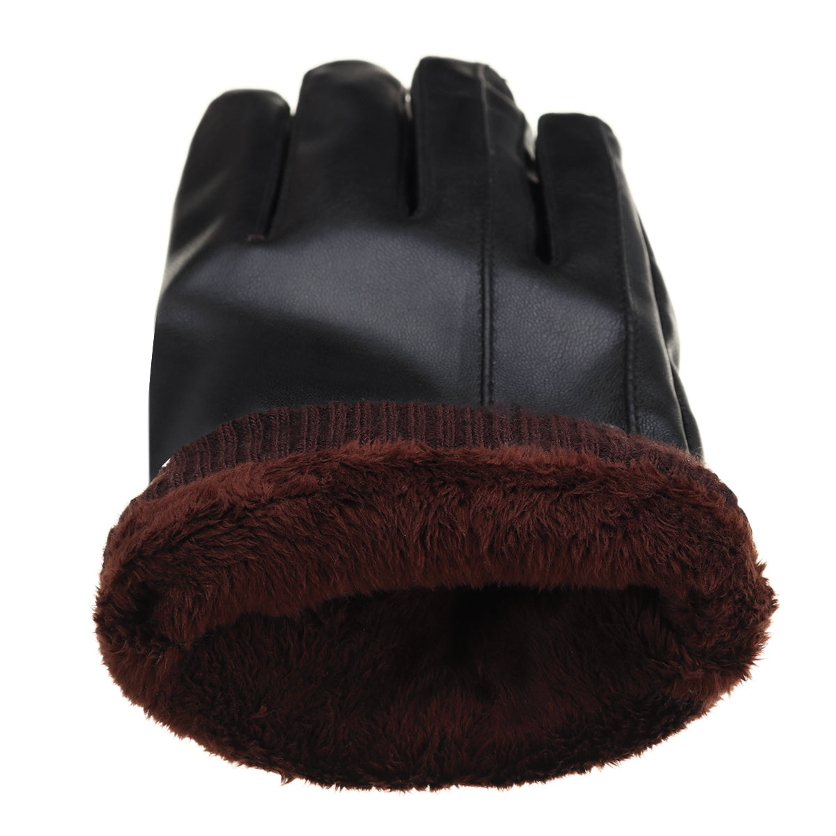 Men's Waterproof Touchscreen PU Leather Winter Gloves - Fleece Lined Thermal Warmth