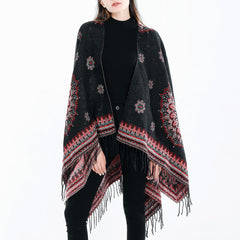 Vintage Ethnic Style Women's Winter Scarf Shawl with Tassels - Artificial Cashmere