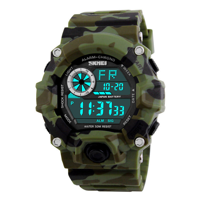 Digital Watch Fashion Multi-funcional Sports Chronograph 50M Waterproof Men Wrist Watch