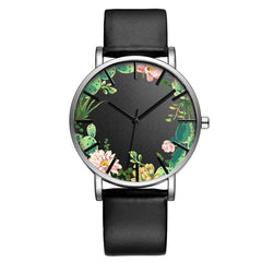 Unisex Wrist Watch Flower Picture Dial Display Quartz Watch