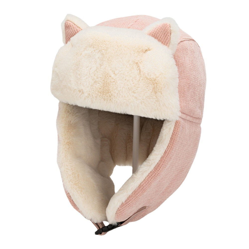 Windproof Cotton Cat Ear Trapper Hat for Skiing & Riding - Warm Ear Protection