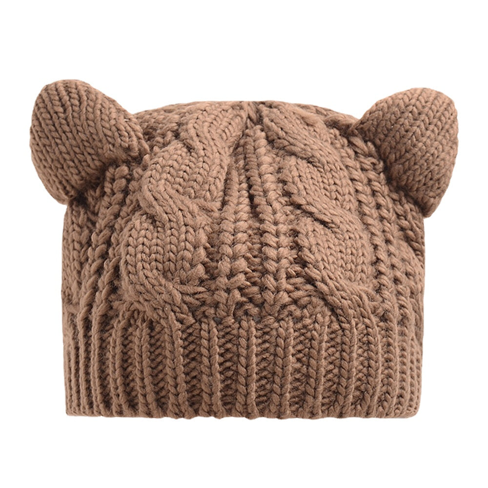 Unisex Woolen Cat Ear Warm Knitted Hat - Cute, Soft, Casual, All-Match for Couples