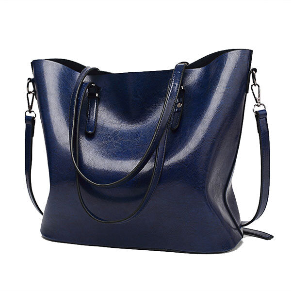 Women Oil Leather Tote Handbag Vintage Shoulder Bag Capacity Big Shopping Tote Crossbody Bag