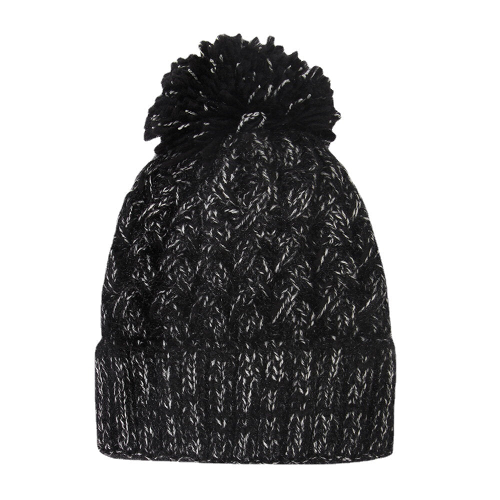 Women's Knitted Beanie Hat with Fluffy Ball, Plus Velvet, Warm Ear Protection, Mixed Colors