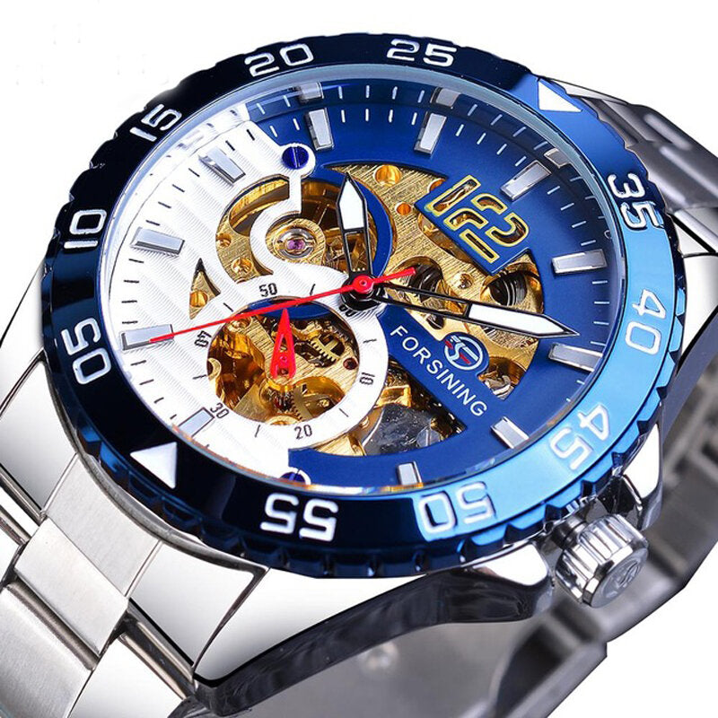 Fashion Men Automatic Watch Business Stainless Steel Strap Mechanical Watch