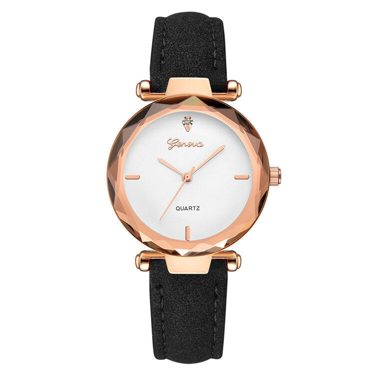 Leather Strap Simple Dial Design Metal Case Women Watch Ladies Dress Quarta Watch