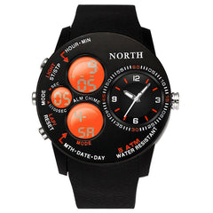 Casual Men Digital Watch 5ATM Waterproof Luminous Week Date Display Stopwatch Dual Display Watch