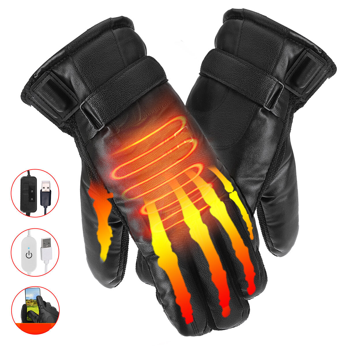 USB Rechargeable Heated Winter Gloves for Sports, Climbing, Cycling - Thermal Insulated