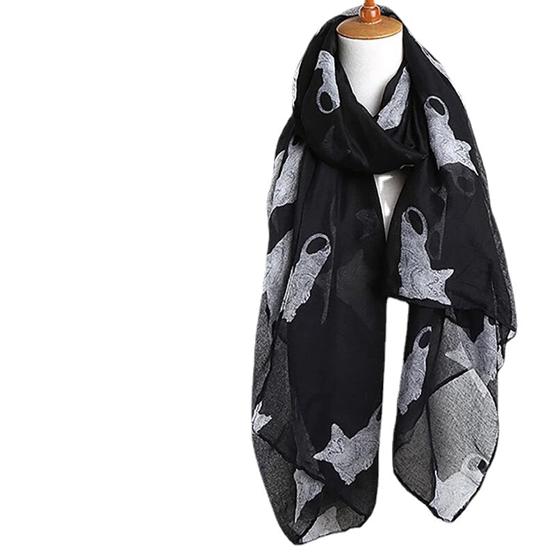 Women's Cat Pattern Spring Scarf - Bali Yarn Fashion Accessory