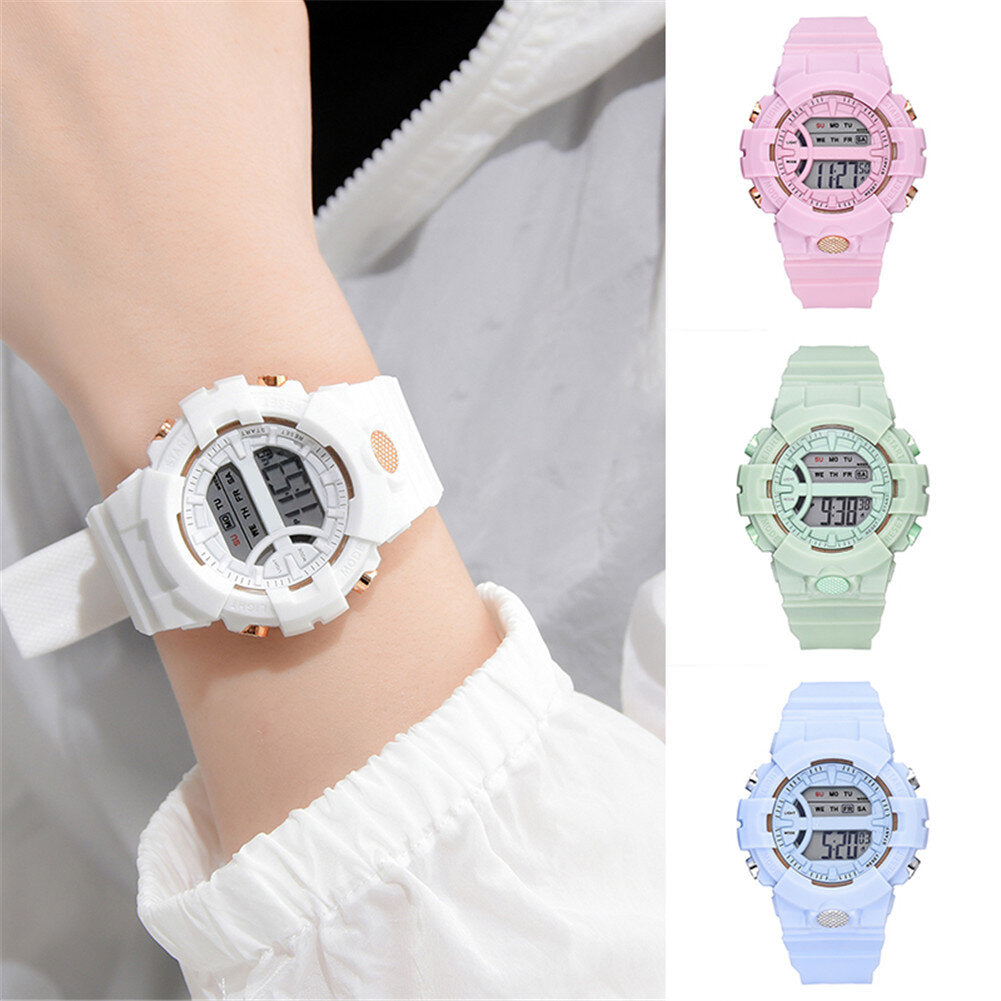 Casual Time Week Display Silicone Strap LED Digital Watch Women Watch