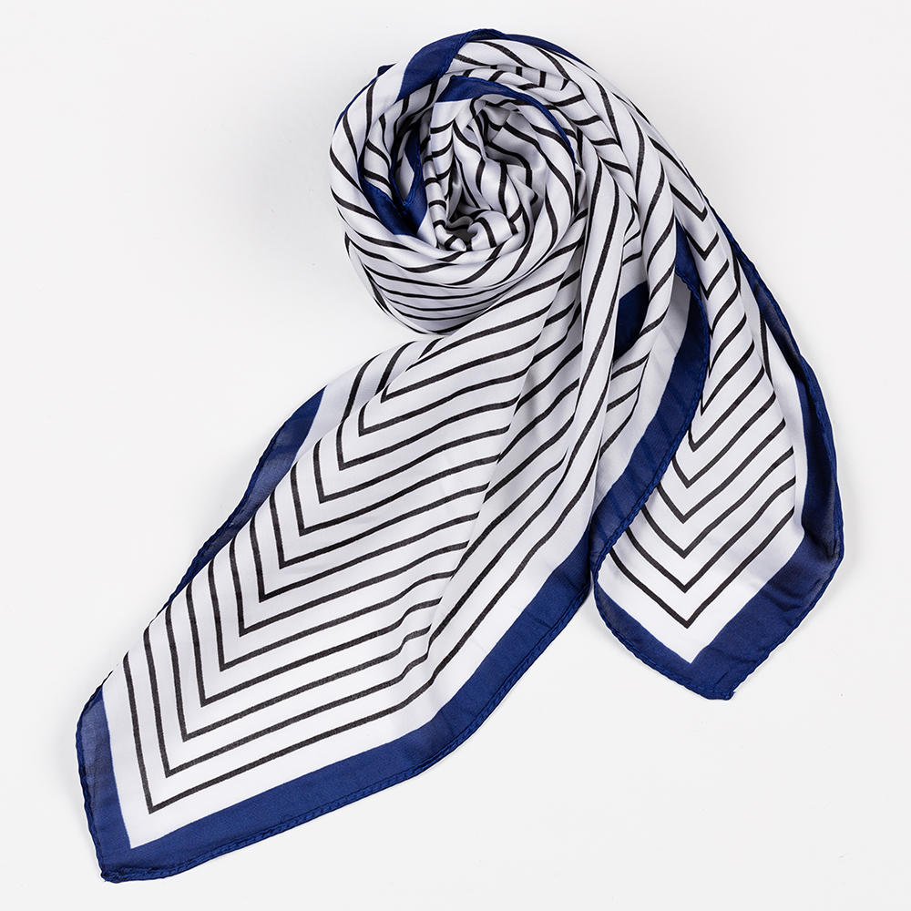 Women's Satin Embroidered Silk Scarf - Comfortable Striped Fashion Headpiece