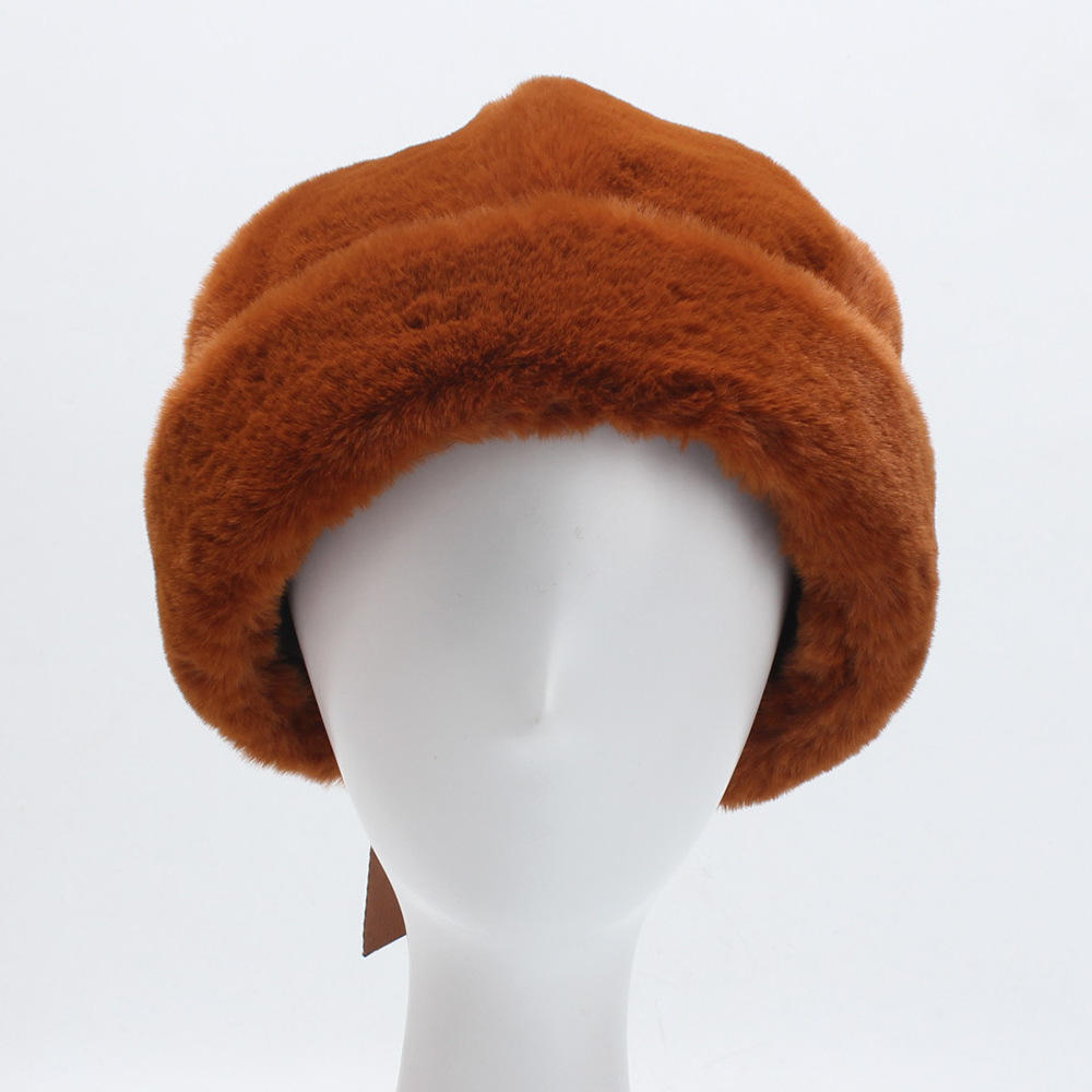 Women's Adjustable Winter Fur Hat - Soft, Warm, Brimless Design