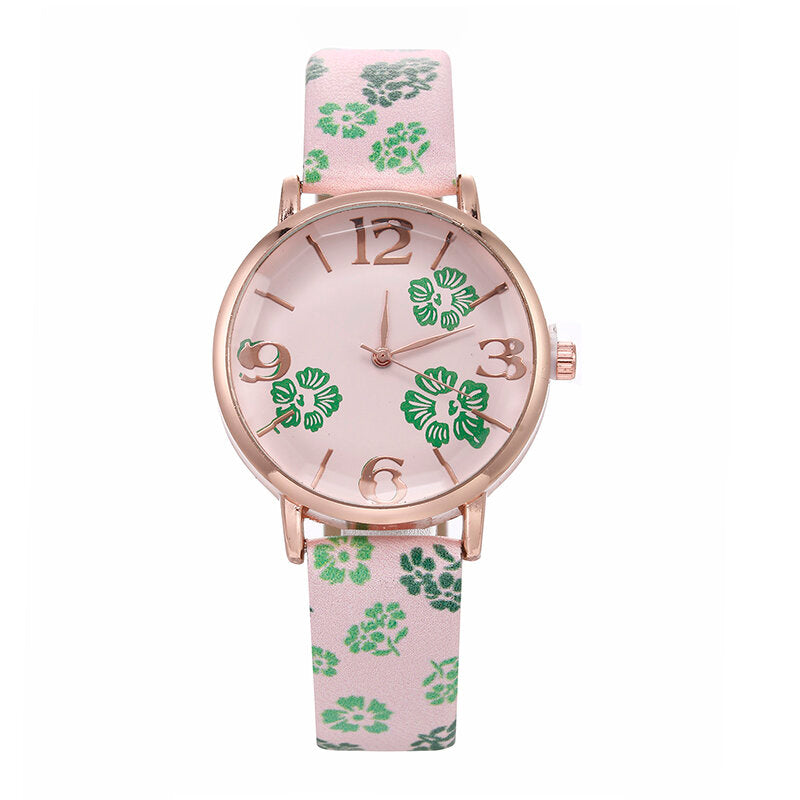 Retro Style Flower Printed Women Wrist Watch Chinese Style Quartz Watches