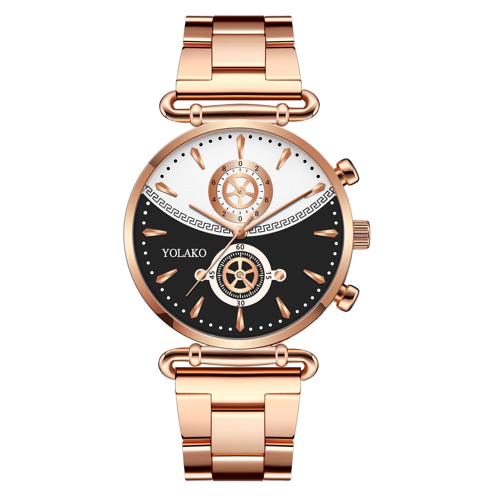 Fashion Casual Steel Alloy Mesh Strap Personality Gear Dial Quartz Watch for Men Women