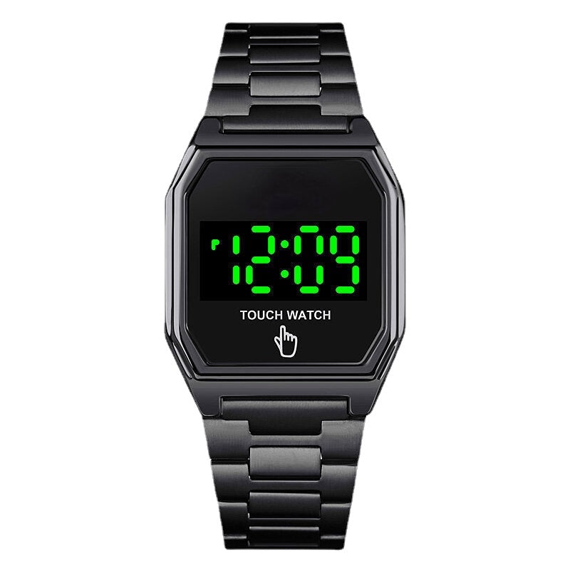 LED Display Luminous Smart Touch 30M Waterproof Stainless Steel Strap Digital Watch