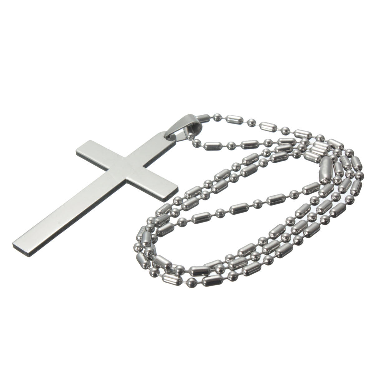 20" Stainless Steel Chain Cross Silver Pendant Necklace Jewelry Christmas Gift