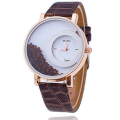 Fashion Casual Women Watch Crystal Dial Leather Strap Female Quartz Watch