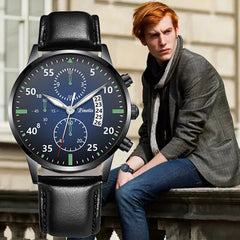 Fashion Elegent Alloy Business Casual Sports Belt Leather Band Men Quartz Watch