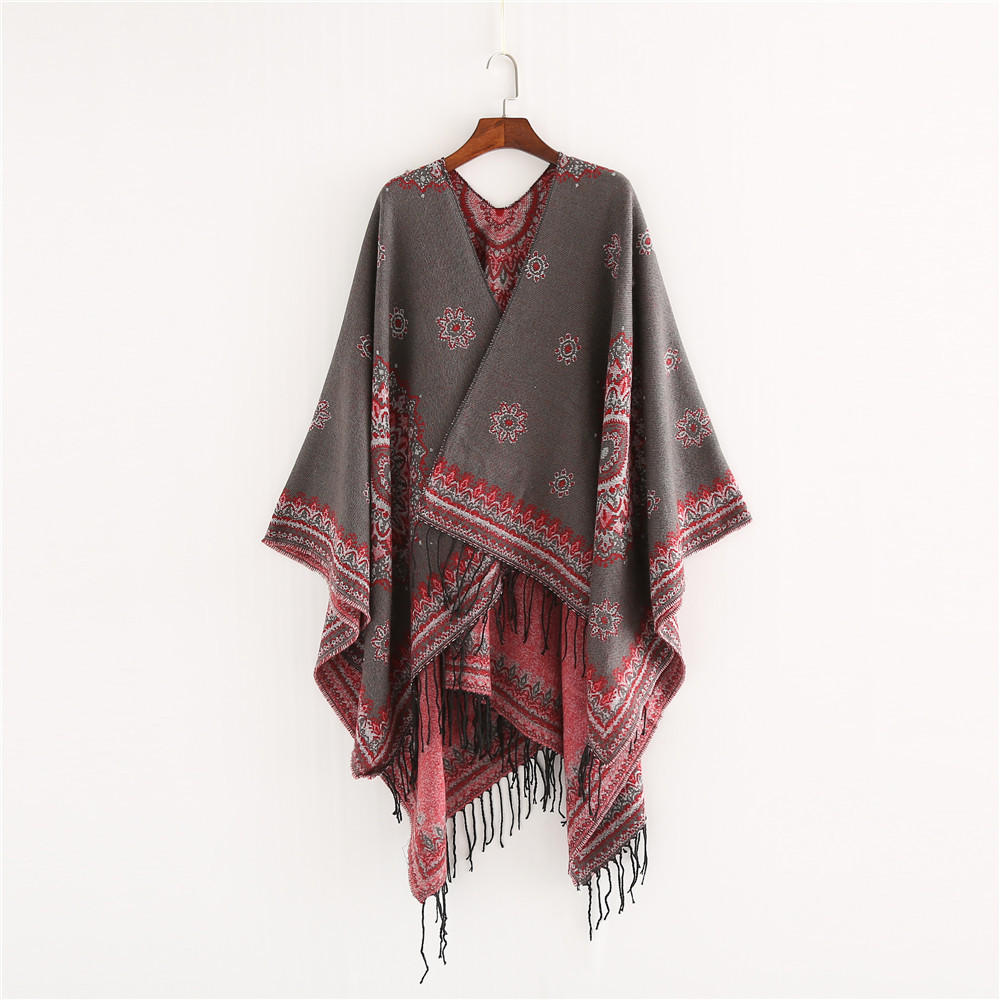 Vintage Ethnic Style Women's Winter Scarf Shawl with Tassels - Artificial Cashmere