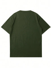 Men's Casual Summer Slogan T-Shirt, Cross Print, Round Neck, Short Sleeve