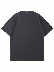 Men's Casual Seagull Print Crew Neck T-Shirt, Short Sleeve, Stretch Fabric