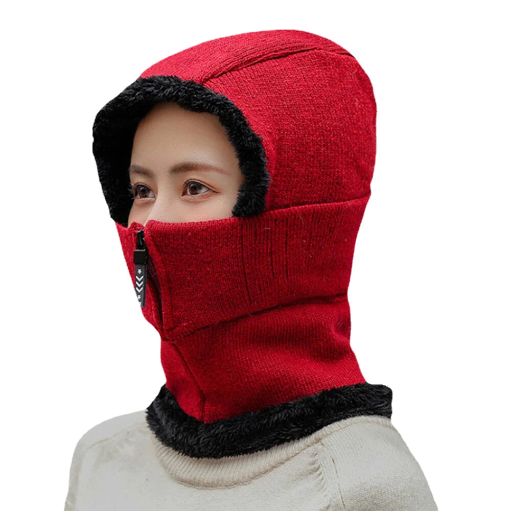 Unisex Wool Velvet Warm Windproof Neck & Face Protection Knitted Riding Hat