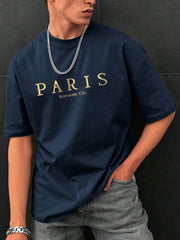 Men's Casual Round Neck T-Shirt, Letter Print, Half Sleeve, Regular Fit
