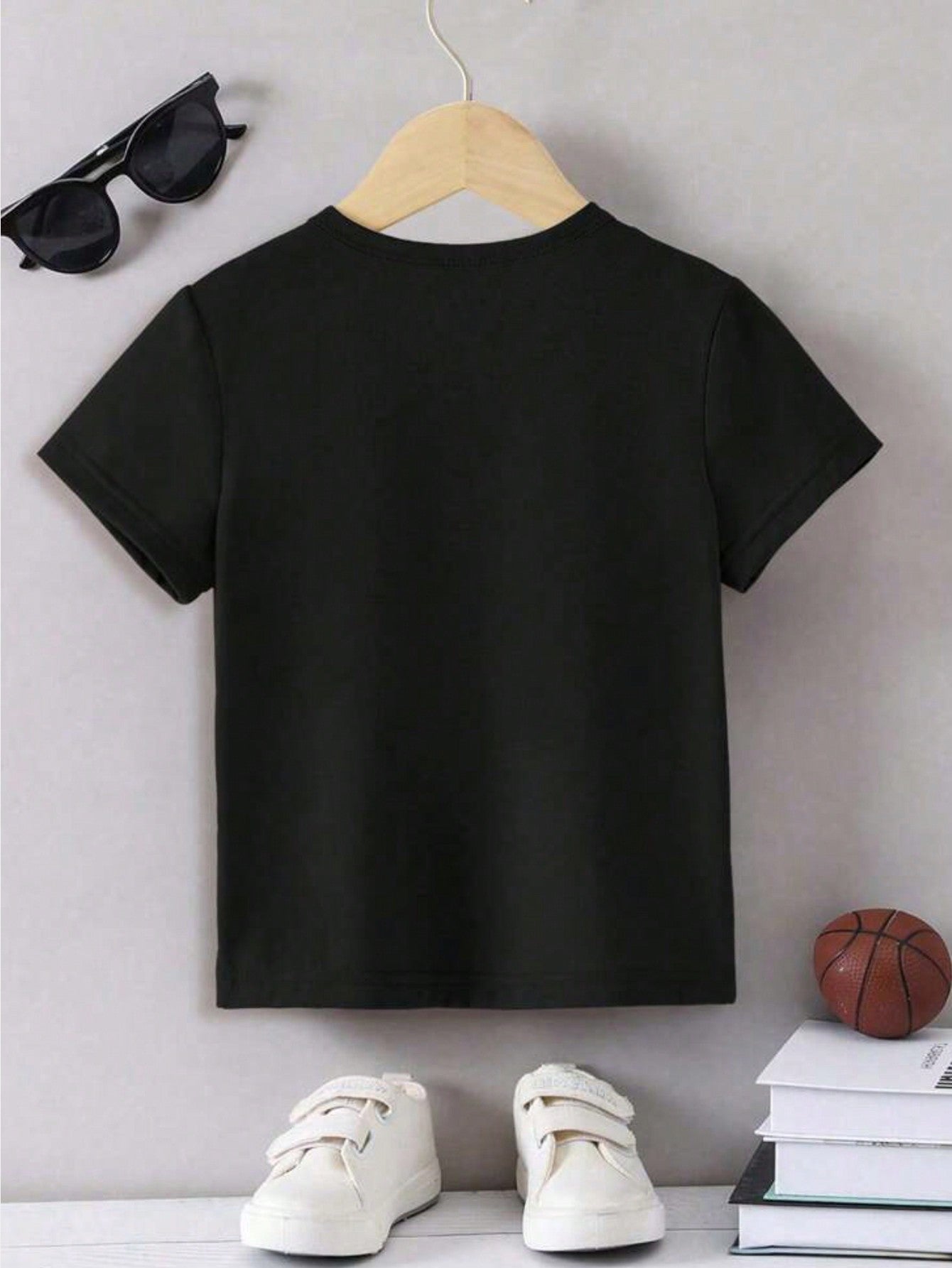 Tween Boy 2025 Casual Summer T-Shirt - Letter Print, Round Neck, Short Sleeve