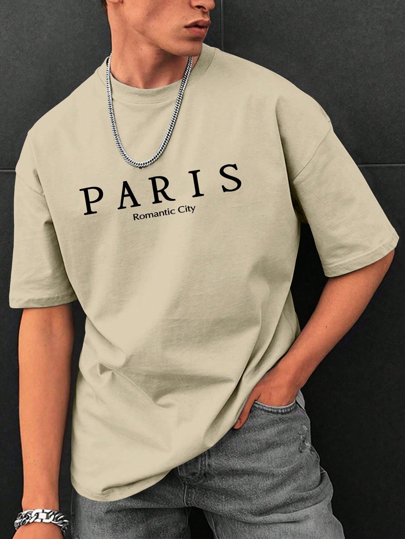 Men's Casual Round Neck T-Shirt, Letter Print, Half Sleeve, Regular Fit