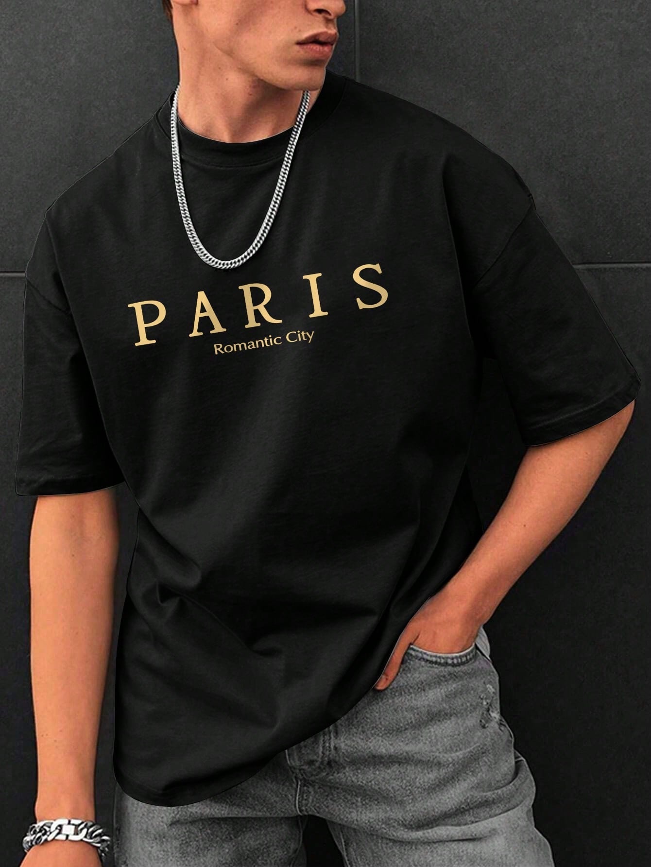 Men's Casual Round Neck T-Shirt, Letter Print, Half Sleeve, Regular Fit