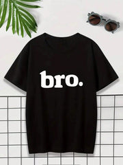 Tween Boy 2025 Casual Summer T-Shirt - Letter Print, Round Neck, Short Sleeve