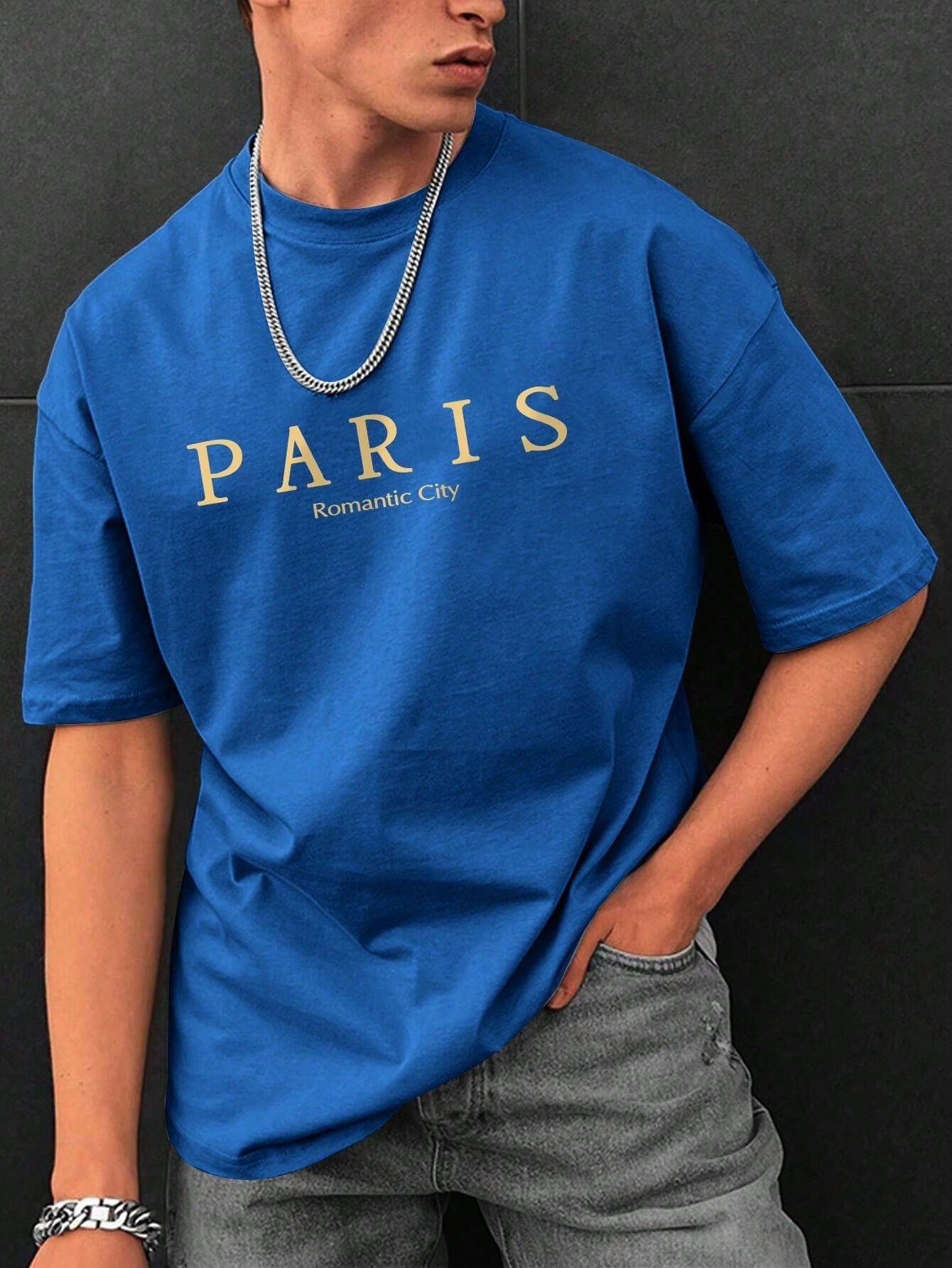 Men's Casual Round Neck T-Shirt, Letter Print, Half Sleeve, Regular Fit