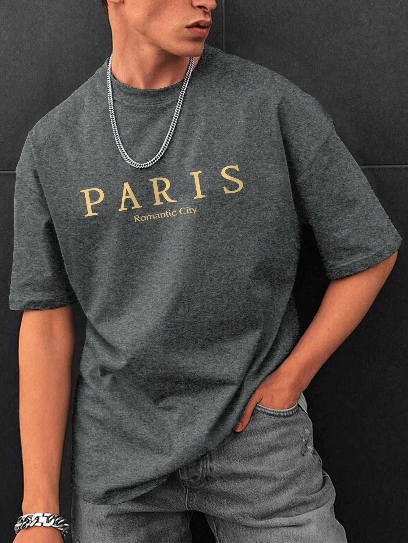 Men's Casual Round Neck T-Shirt, Letter Print, Half Sleeve, Regular Fit