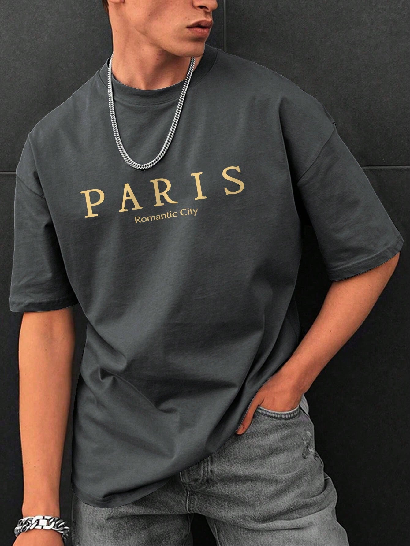 Men's Casual Round Neck T-Shirt, Letter Print, Half Sleeve, Regular Fit