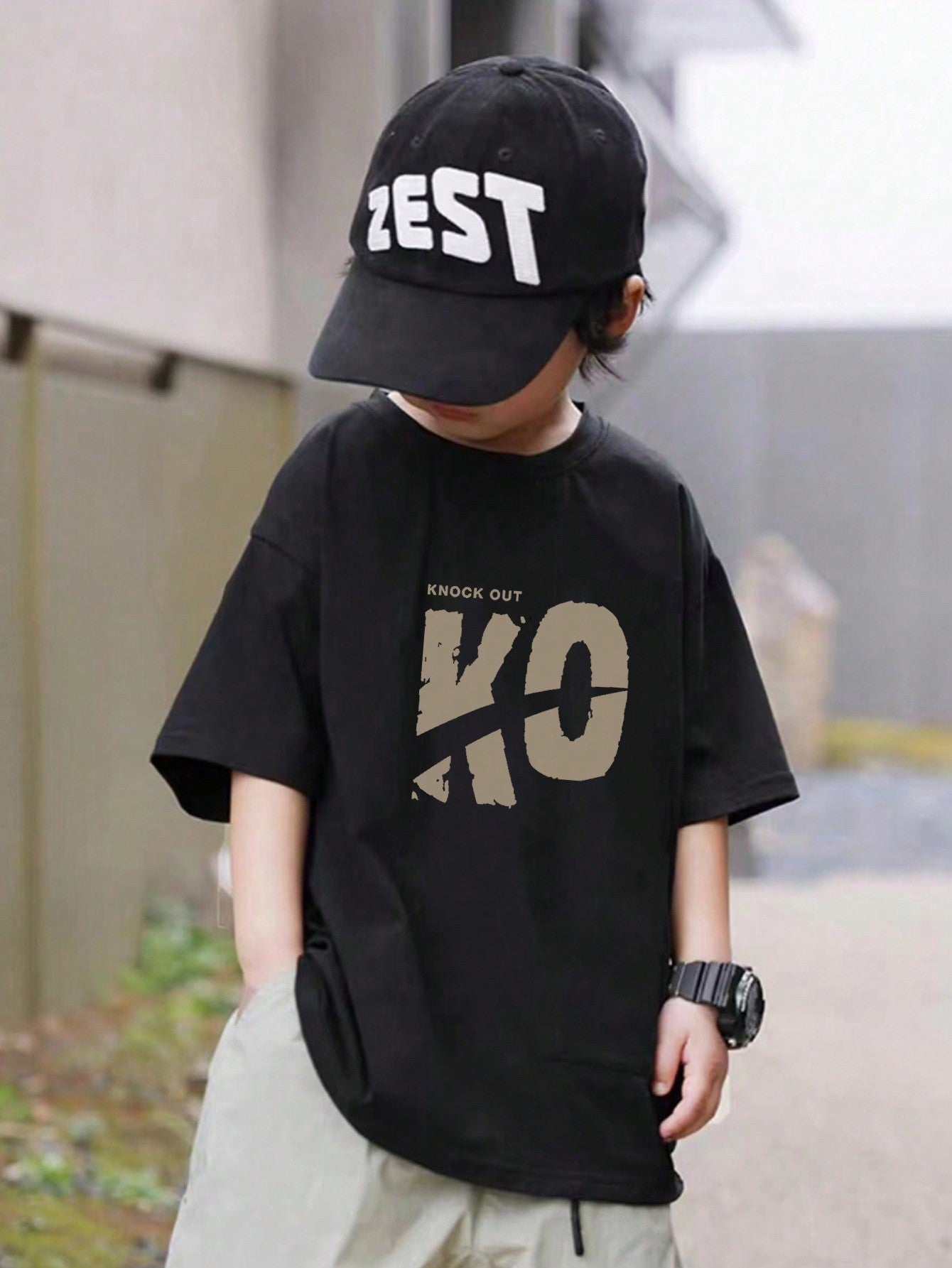 Tween Boy 2025 Summer Casual Letter Print Round Neck Short Sleeve T-Shirt