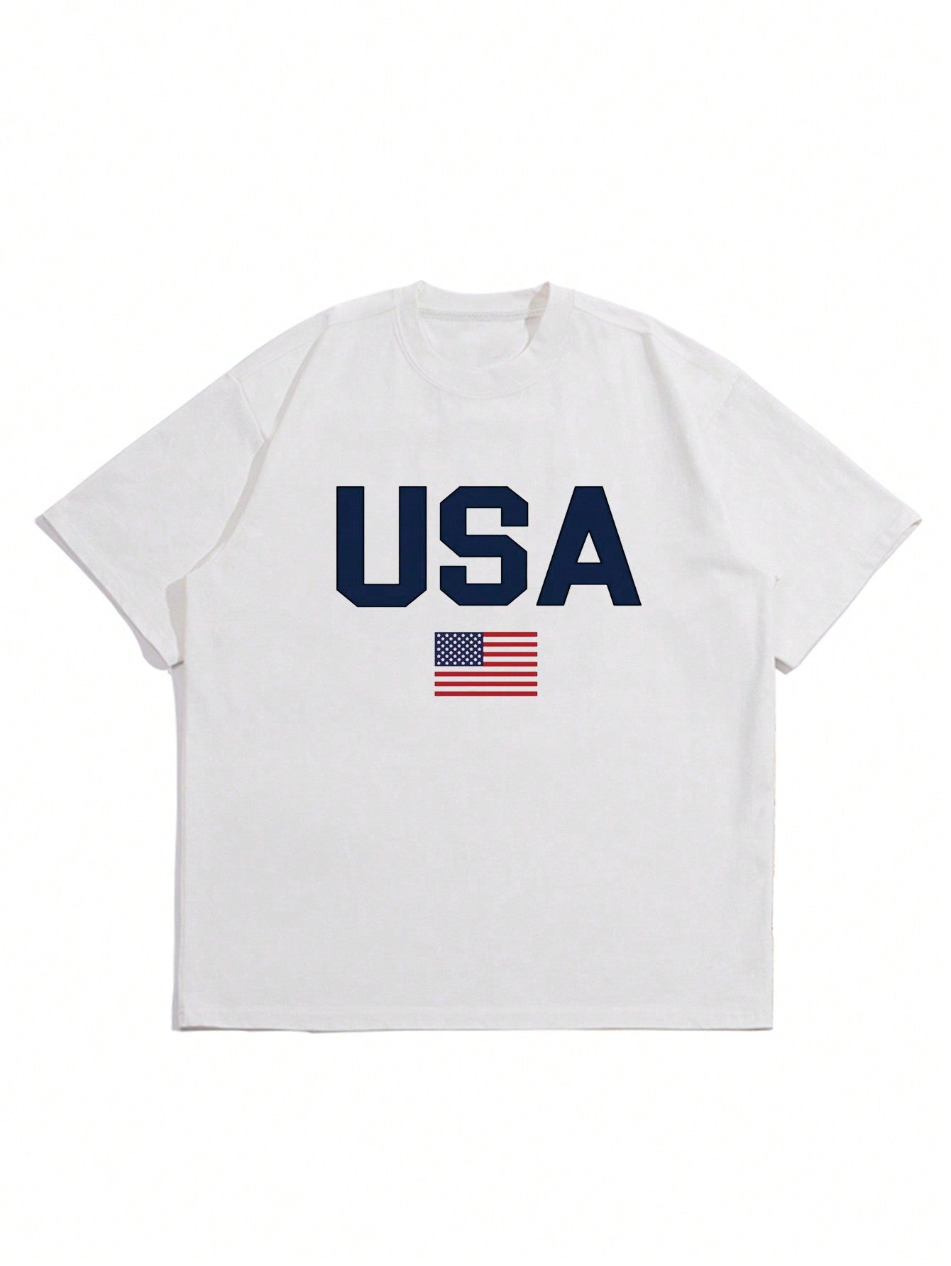 Men's Plus Size American Flag Print Round Neck Short Sleeve T-Shirt