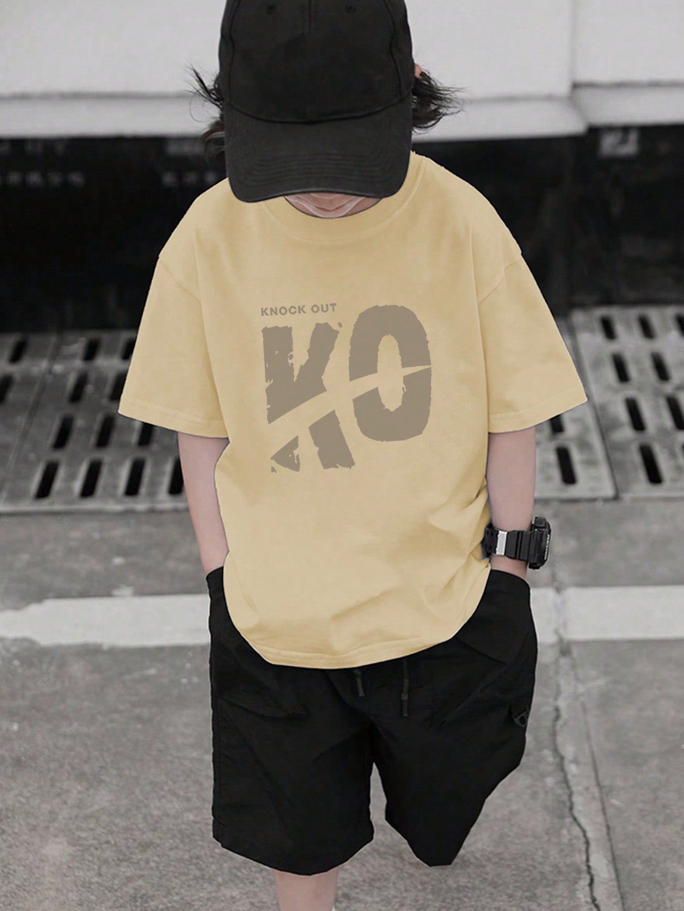 Tween Boy 2025 Summer Casual Letter Print Round Neck Short Sleeve T-Shirt