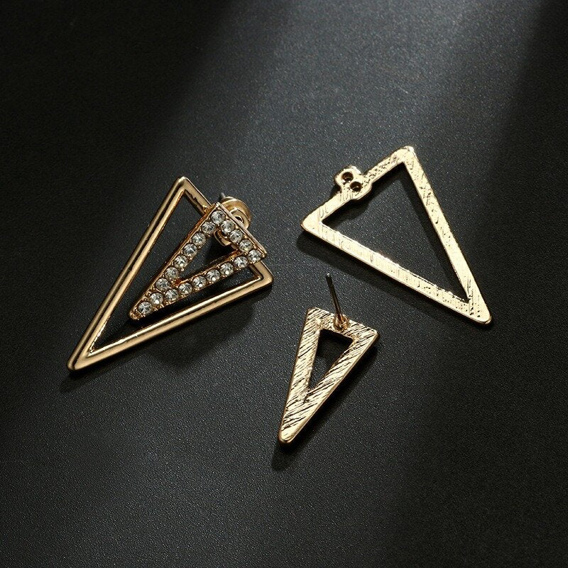 Vintage Triangle Earring Rhinestone Hallow Earrings Front Hanging Earrings For Women