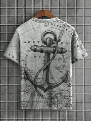 Men's Graphic Print Slim Fit Casual T-Shirt, Short Sleeve, Round Neck