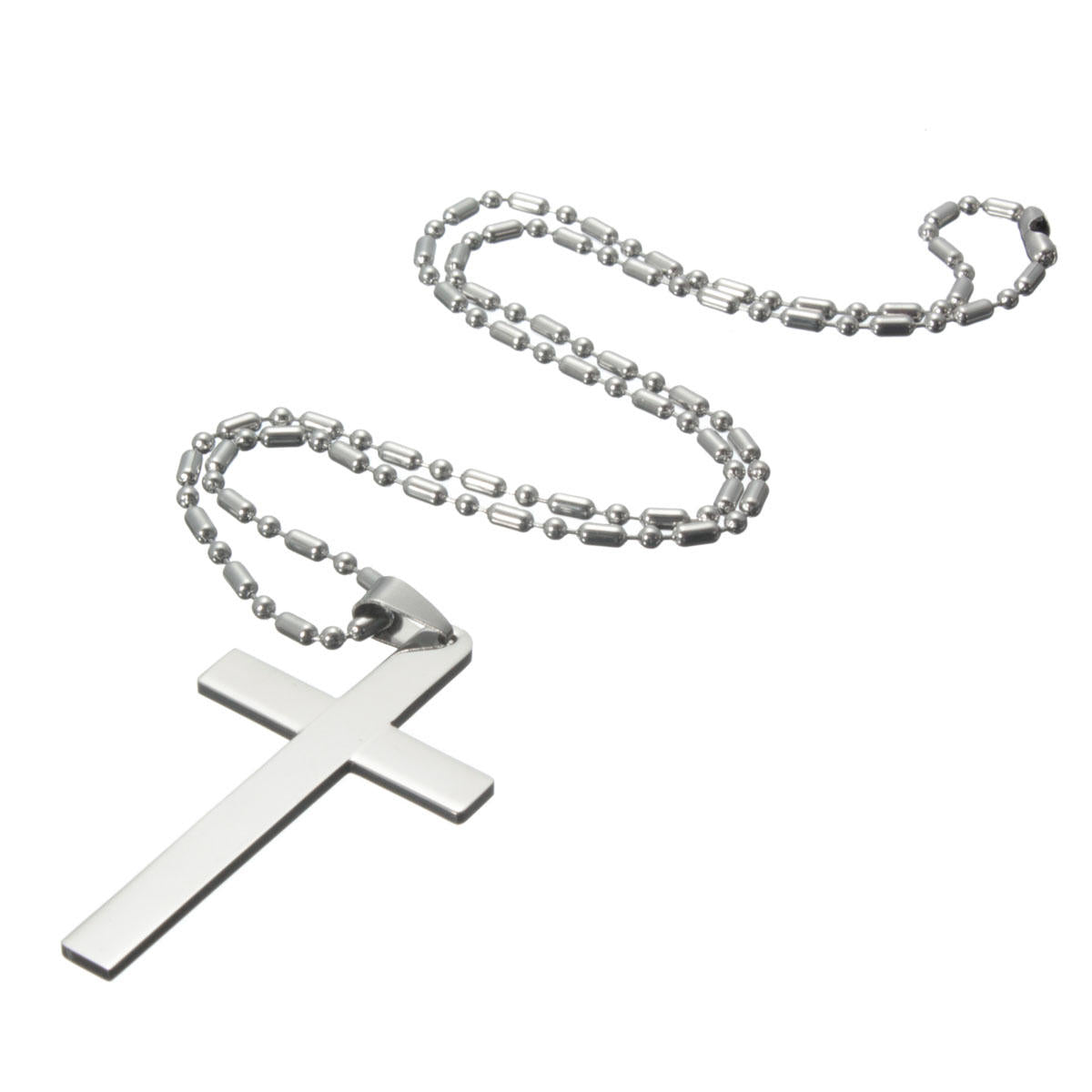 20" Stainless Steel Chain Cross Silver Pendant Necklace Jewelry Christmas Gift