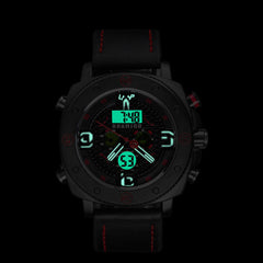 Men Digital Watch Creative Dial Luminous Week Display Chronograph LED Dual Display Watch